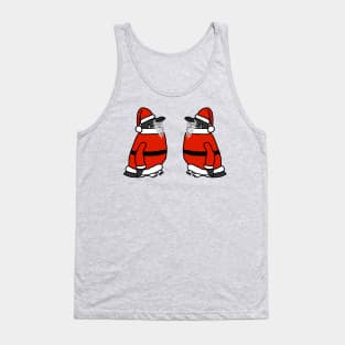 Two Cute Christmas Penguins Dressed as Santa Tank Top